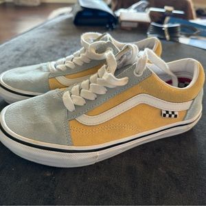 Vans customized tan, grey and white suede shoes. Men’s 5.5 / Women’s 7 Like New